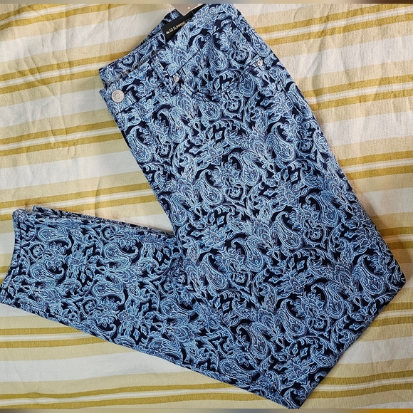 Chico's Denim - Chico's Navy and White Patterned Skinny Jeans
